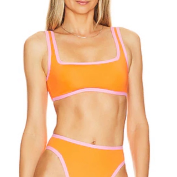 L*SPACE Ace Bikini Top in Tangerine - Picture 3 of 4